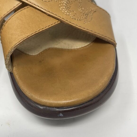 Ariat Wedge Heel Slide Sandals Womens 8.5 B Tan Brown Leather Stitching Western - Picture 7 of 15